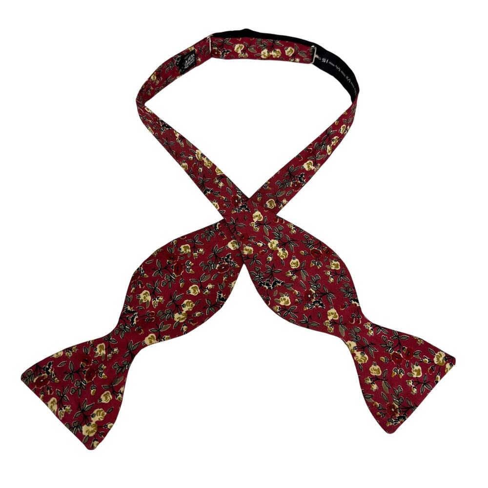 Holliday & Brown of London Red Floral Silk Bow Tie adjustable